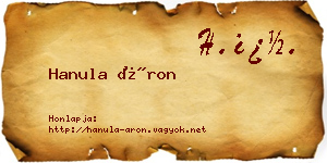 Hanula Áron névjegykártya
